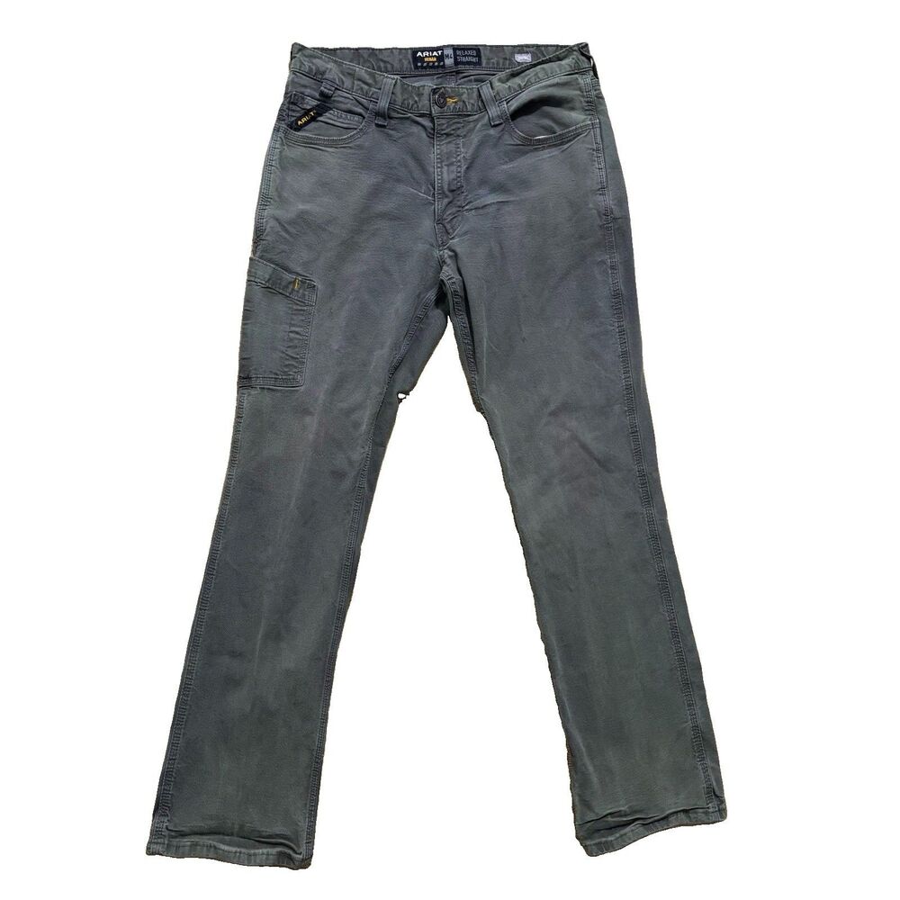 Ariat Rebar M4 Relaxed Fit Straight Leg Men’s Sz 34x34 Green Works Pants READ